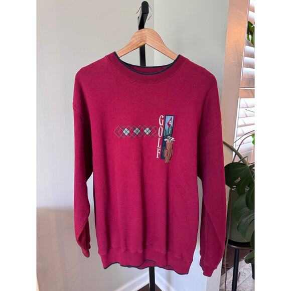 Vintage Golf 90s Mens Graphic Crewneck Red - Picture 1 of 4